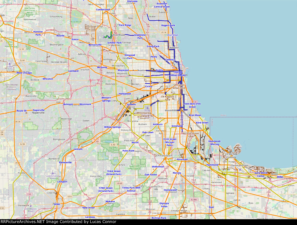 Railroads of Chicago Map
